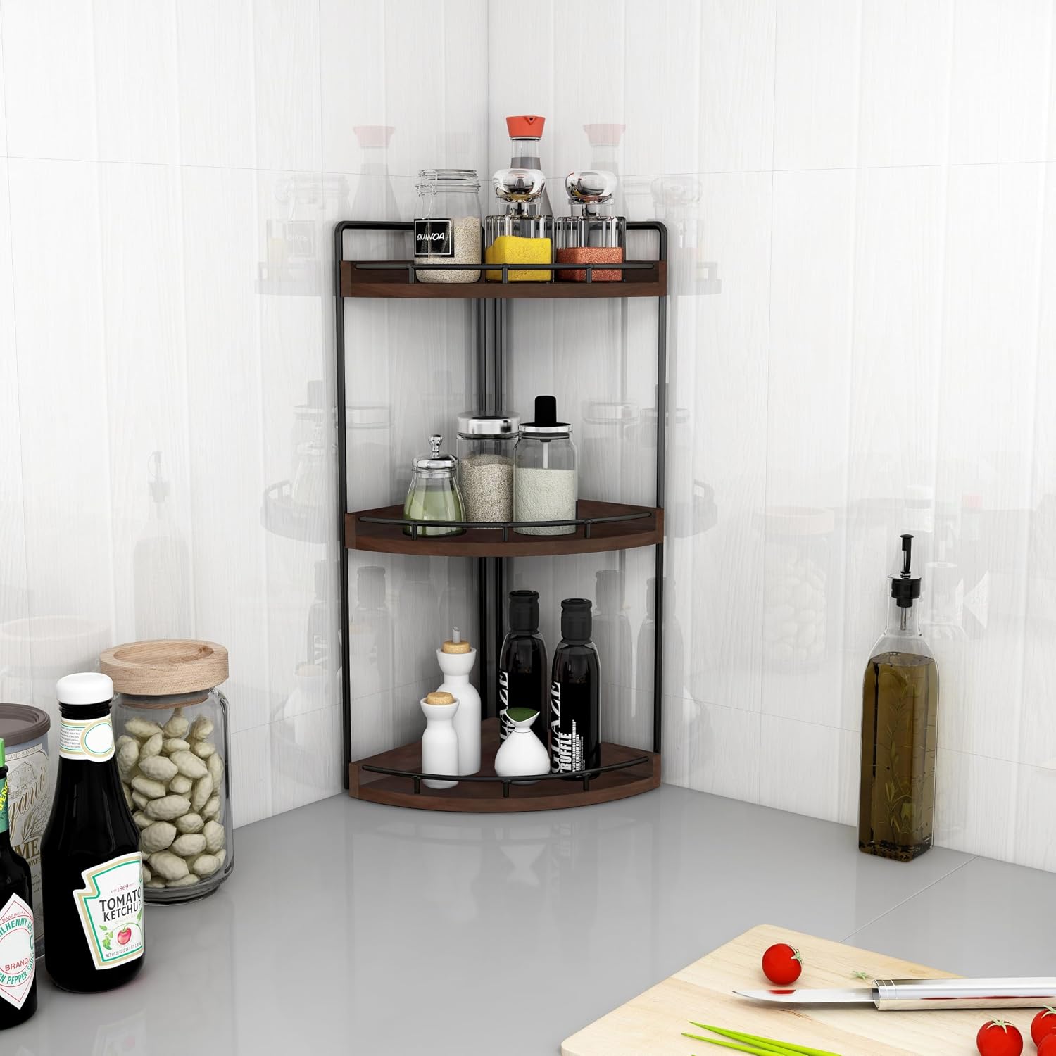 Dorhors Organizador de baño esquinero de 3 niveles para encimera pa...