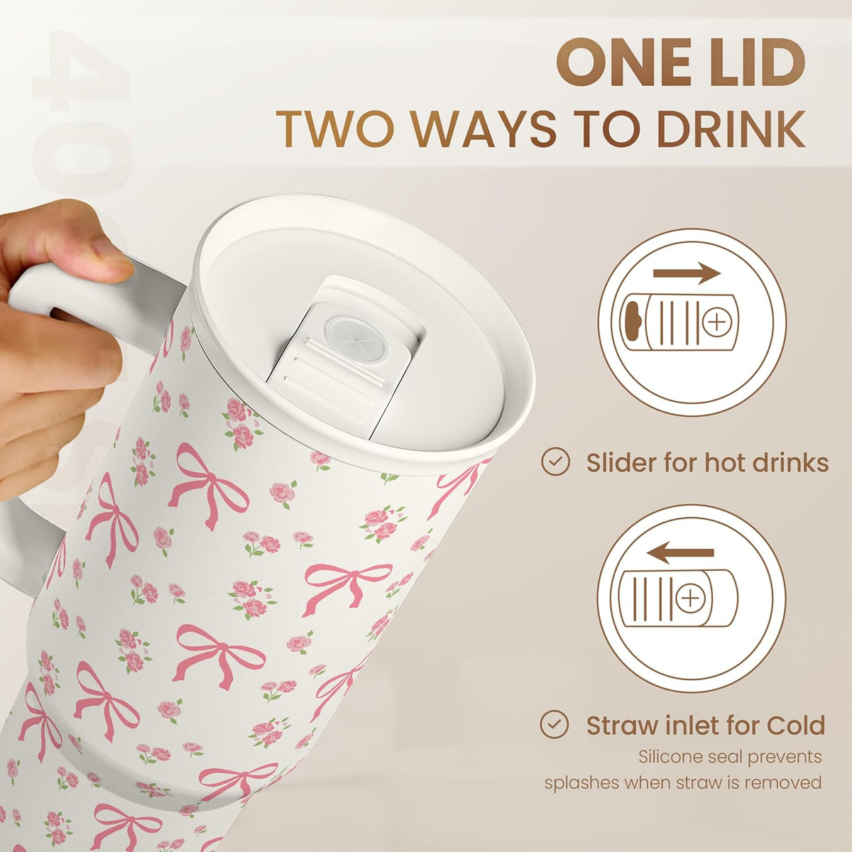 SANDJEST Vaso con Asa de 40oz, Tazas Aisladas de Acero Inoxidable c...