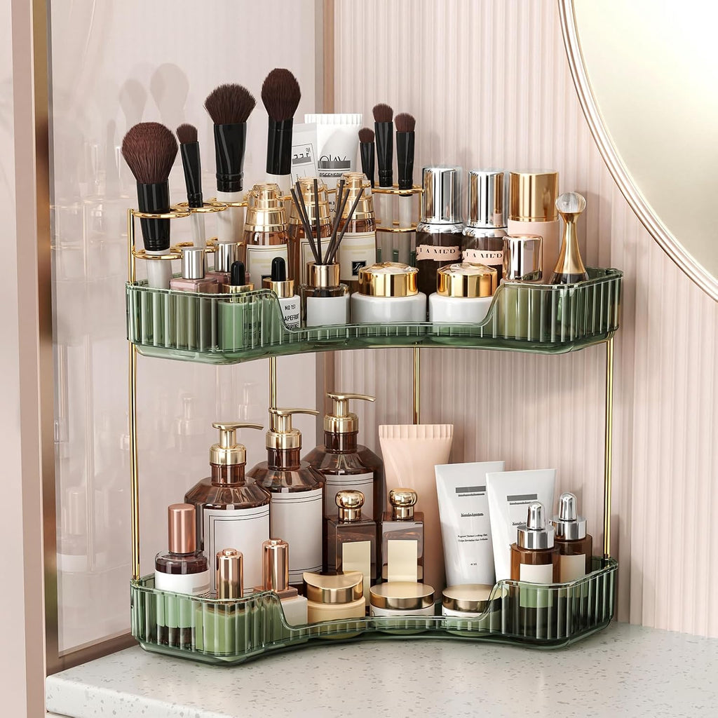 BEFSOP Organizador esquinero de baño, organizador de maquillaje mej...