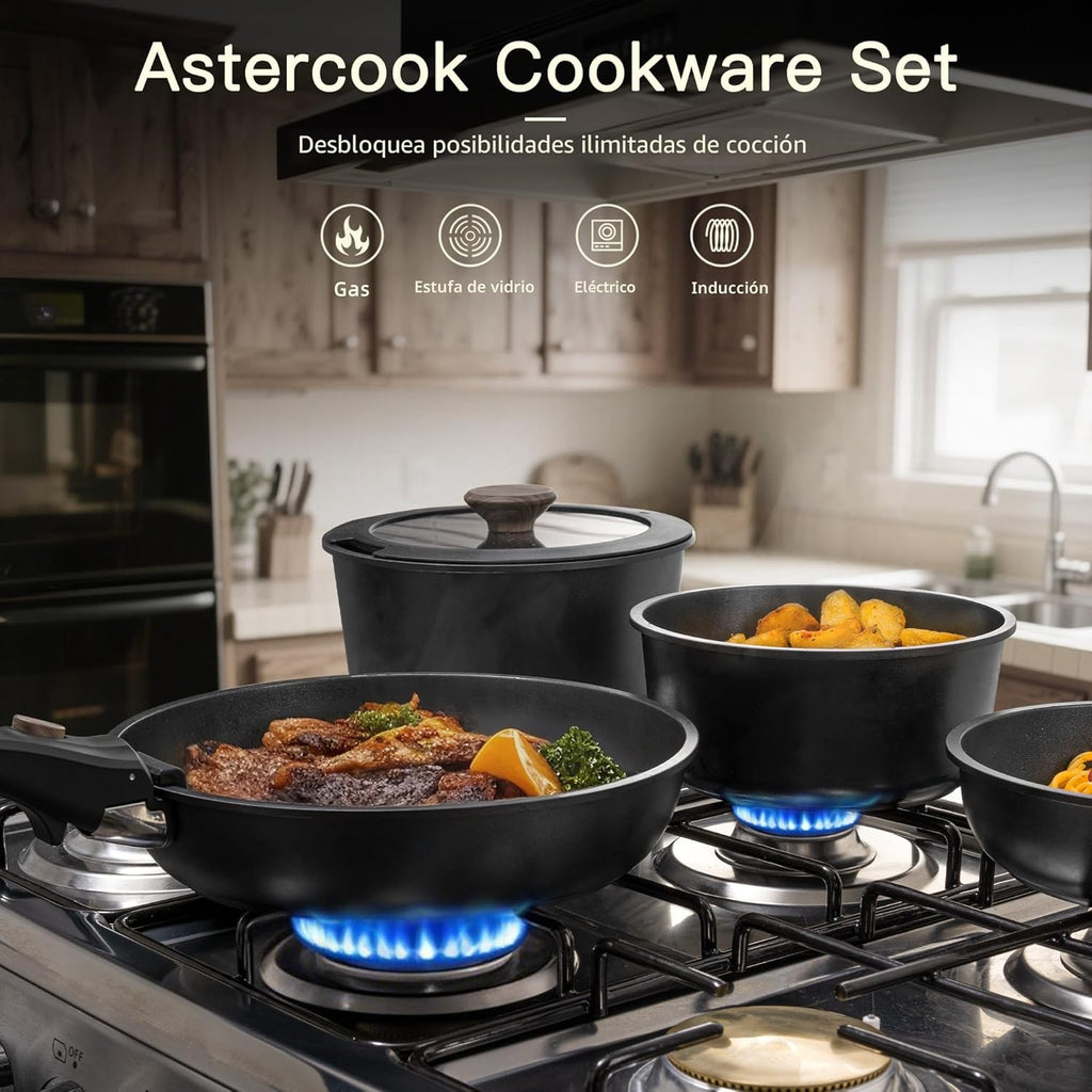 Astercook - Juego de utensilios de cocina de cerámica antiadherente...