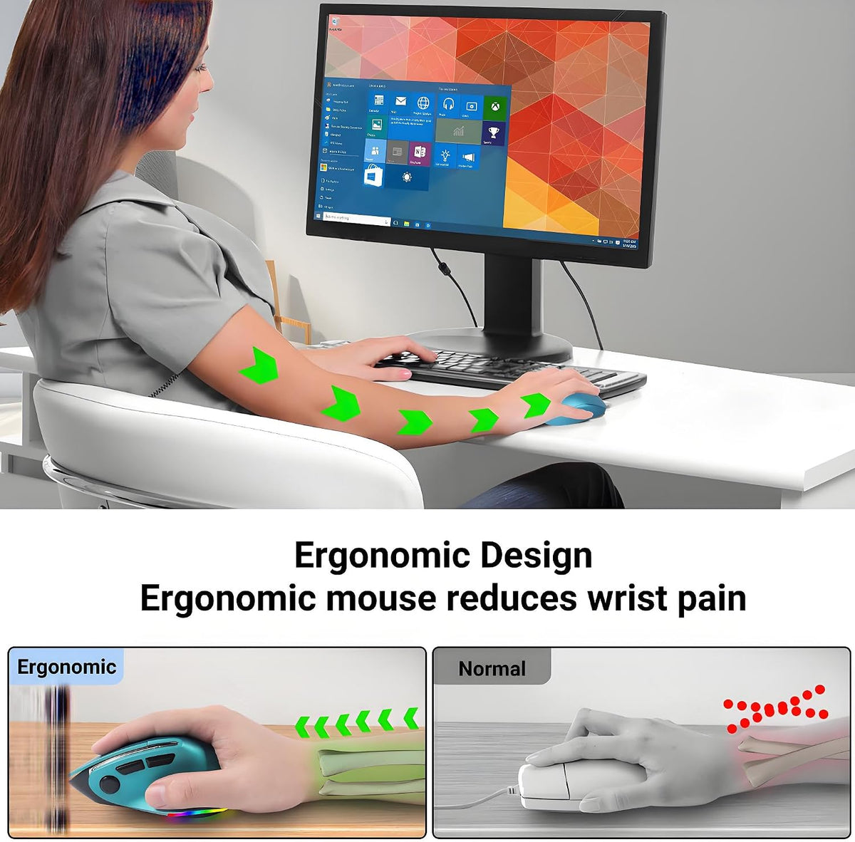 Ratón ergonómico con Jigger, mouse inalámbrico vertical Bluetooth,...