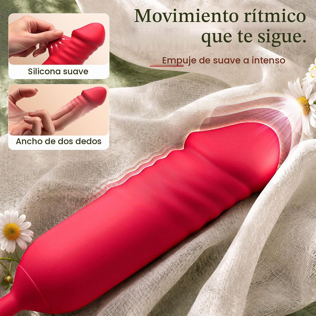 MOOLIGIRL Vibrador de juguete rosa con consolador de empuje, juguet...
