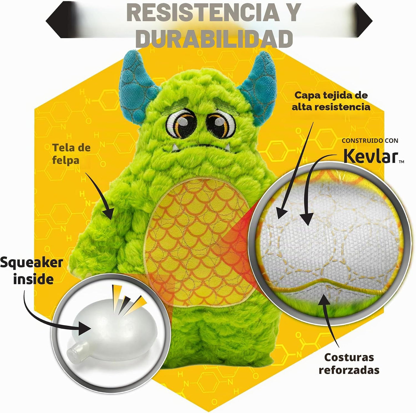 Juguete para perros Bite Force - Juguete de felpa grande, duradero...