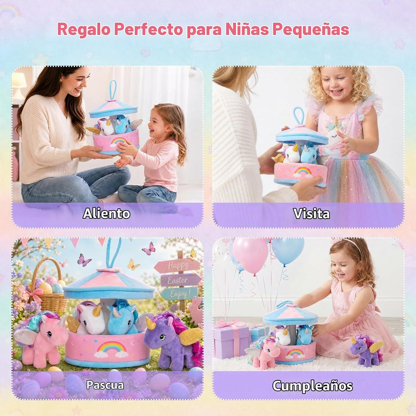 OUOZZZ Juguetes de unicornio para niñas, 4 mini peluches | Casa de...