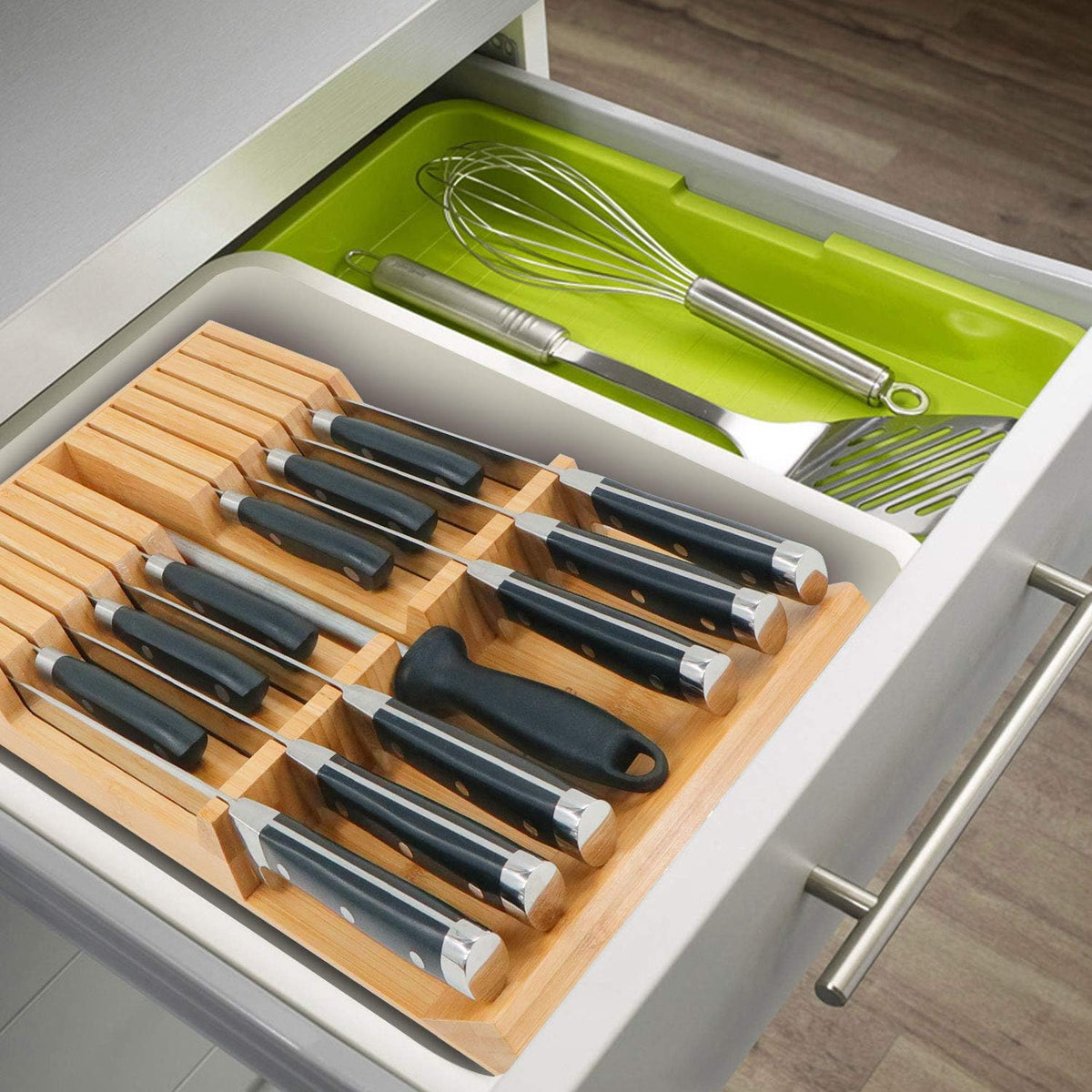 Utoplike - Bloque de cuchillos de bambú para cajones de cocina, org...