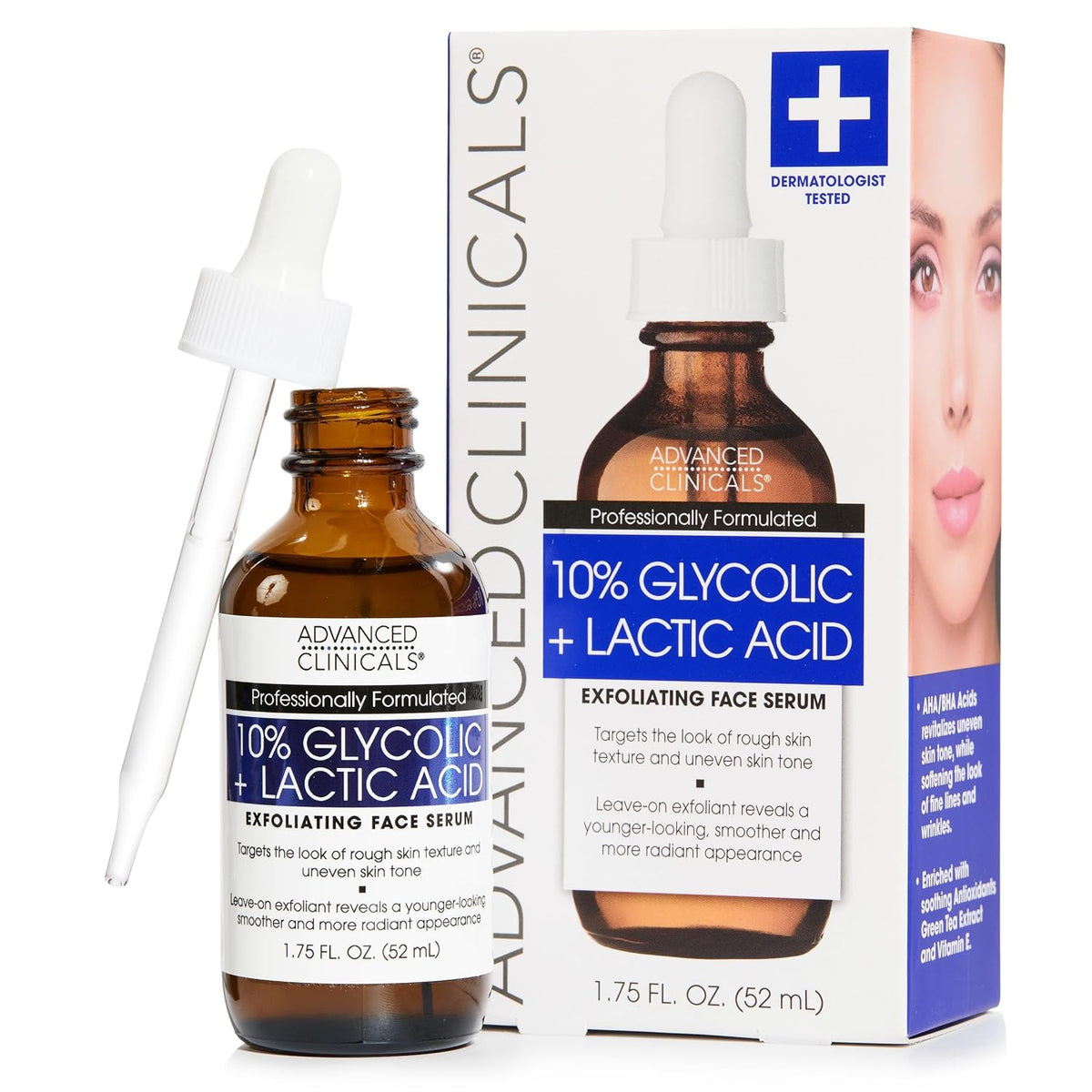 Advanced Clinicals - Suero exfoliante con ácido glicólico al 10% pa...