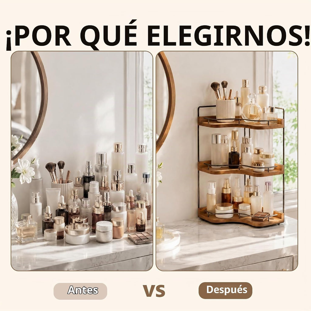 Bacohay Organizador de mostrador de baño esquinero de 3 niveles, es...