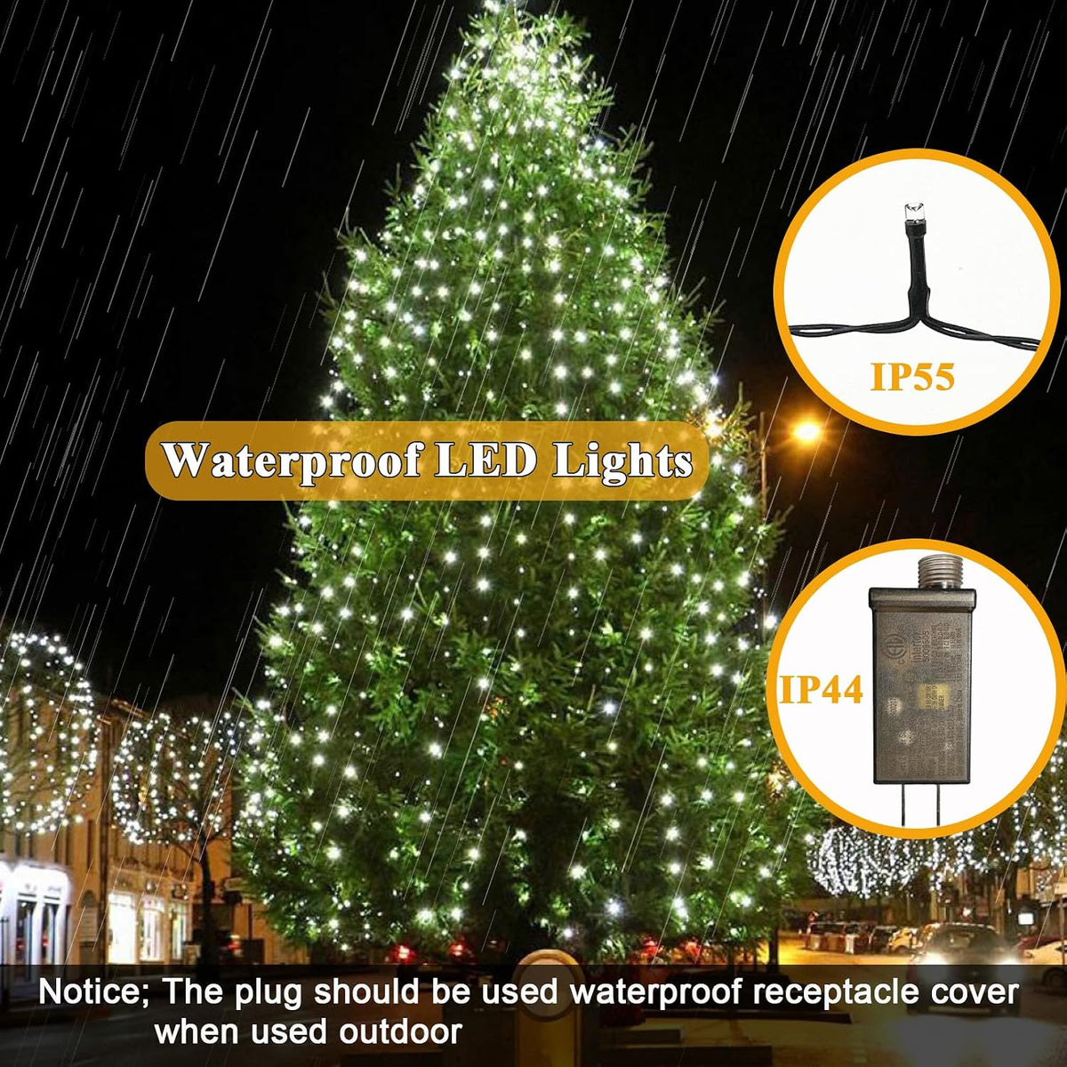 Wafloter Luces de árbol de Navidad multicolor a blanco de 9.2 pies...