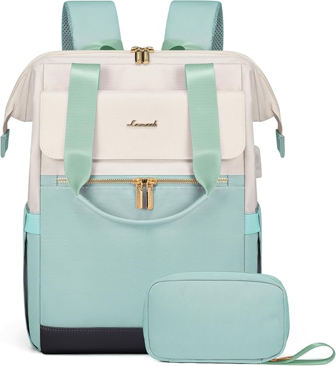 LOVEVOOK Mochila para laptop, mochila de trabajo convertible bolso con puerto USB, Colorido