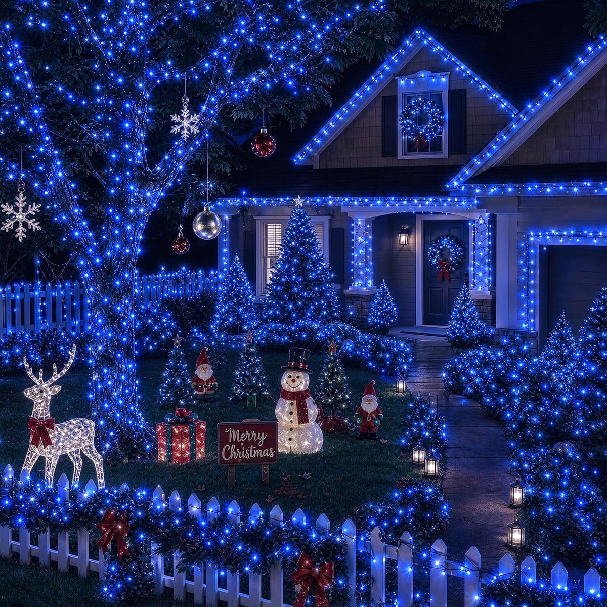 TW SHINE Luces de Navidad, 200 luces LED de 66 pies para exteriores...