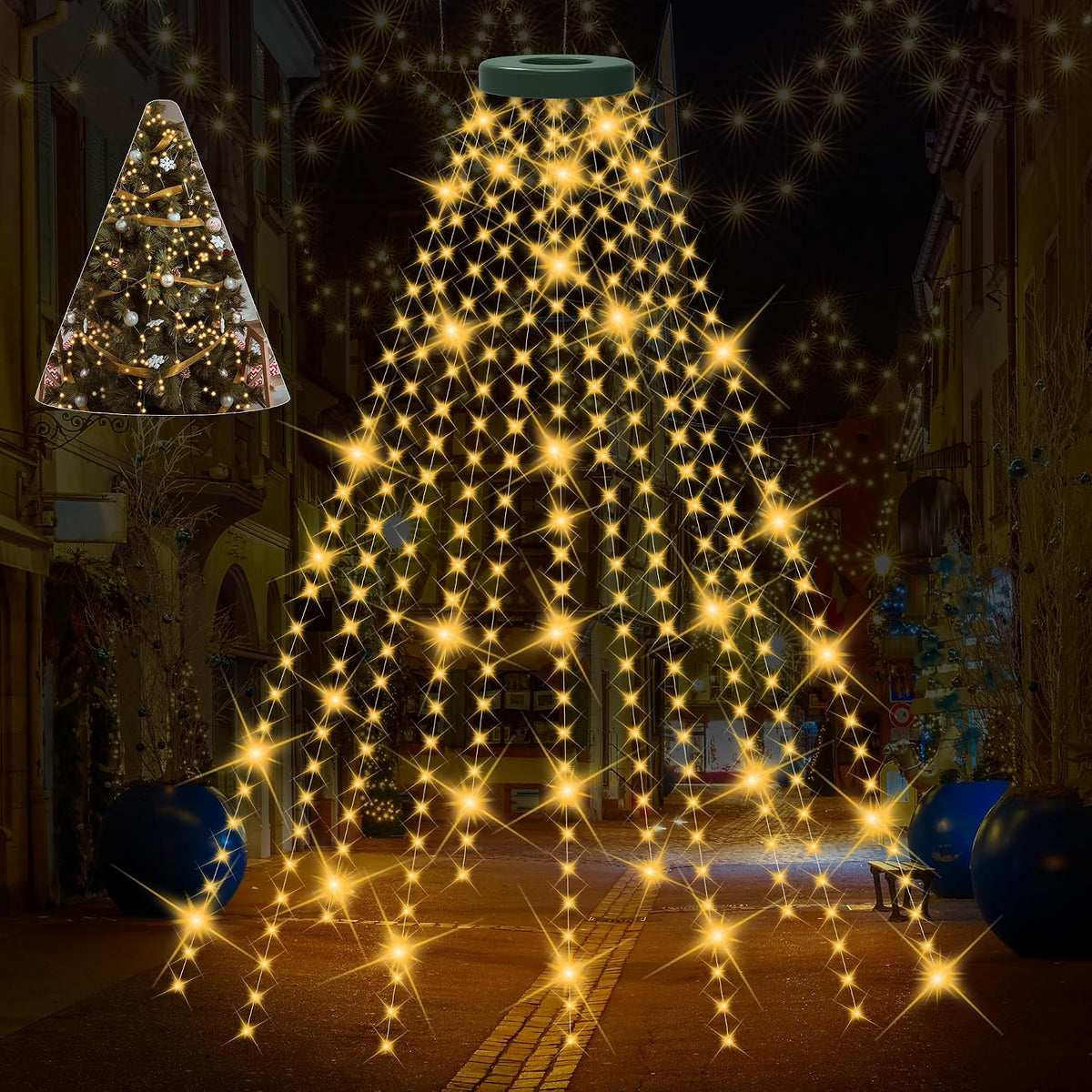 ForChic Luces de árbol de Navidad, 400 luces LED de Navidad con 8 m...