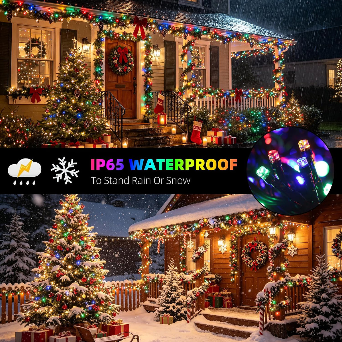 Chuya Luces de Navidad para interiores y exteriores, luces de árbol...