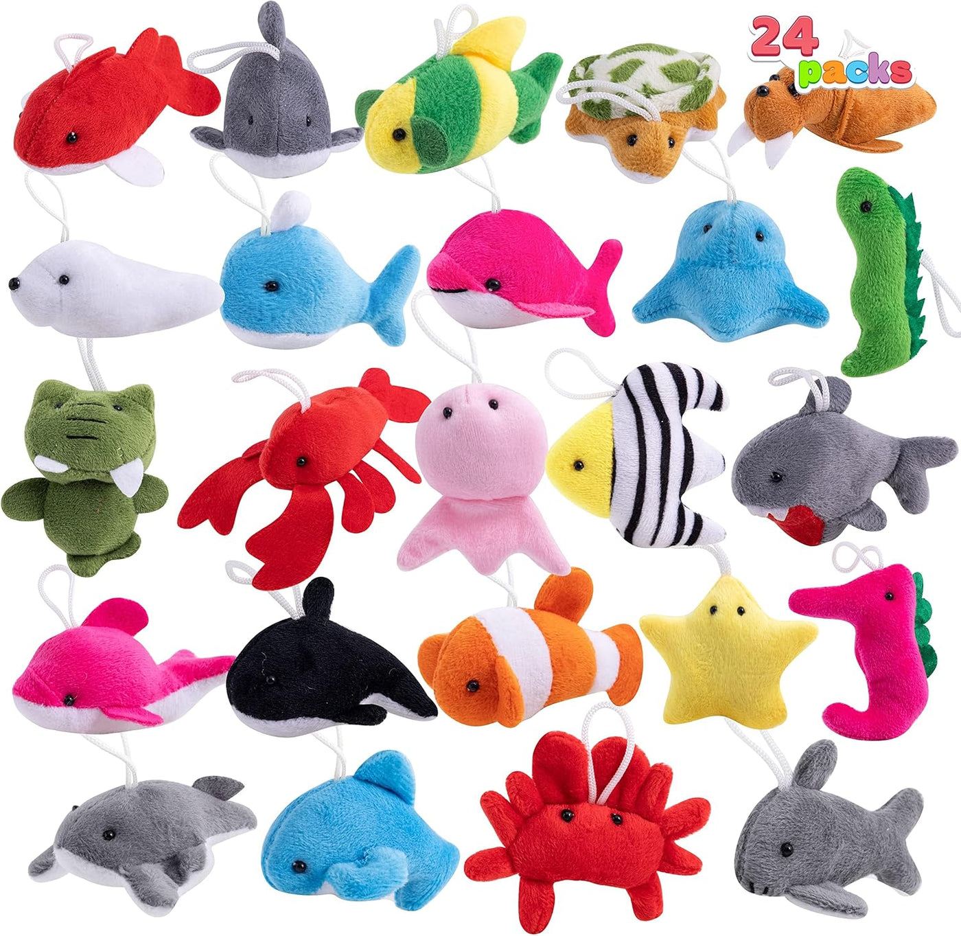 JOYIN 24 piezas de juguetes de peluche de animales marinos mini (24...