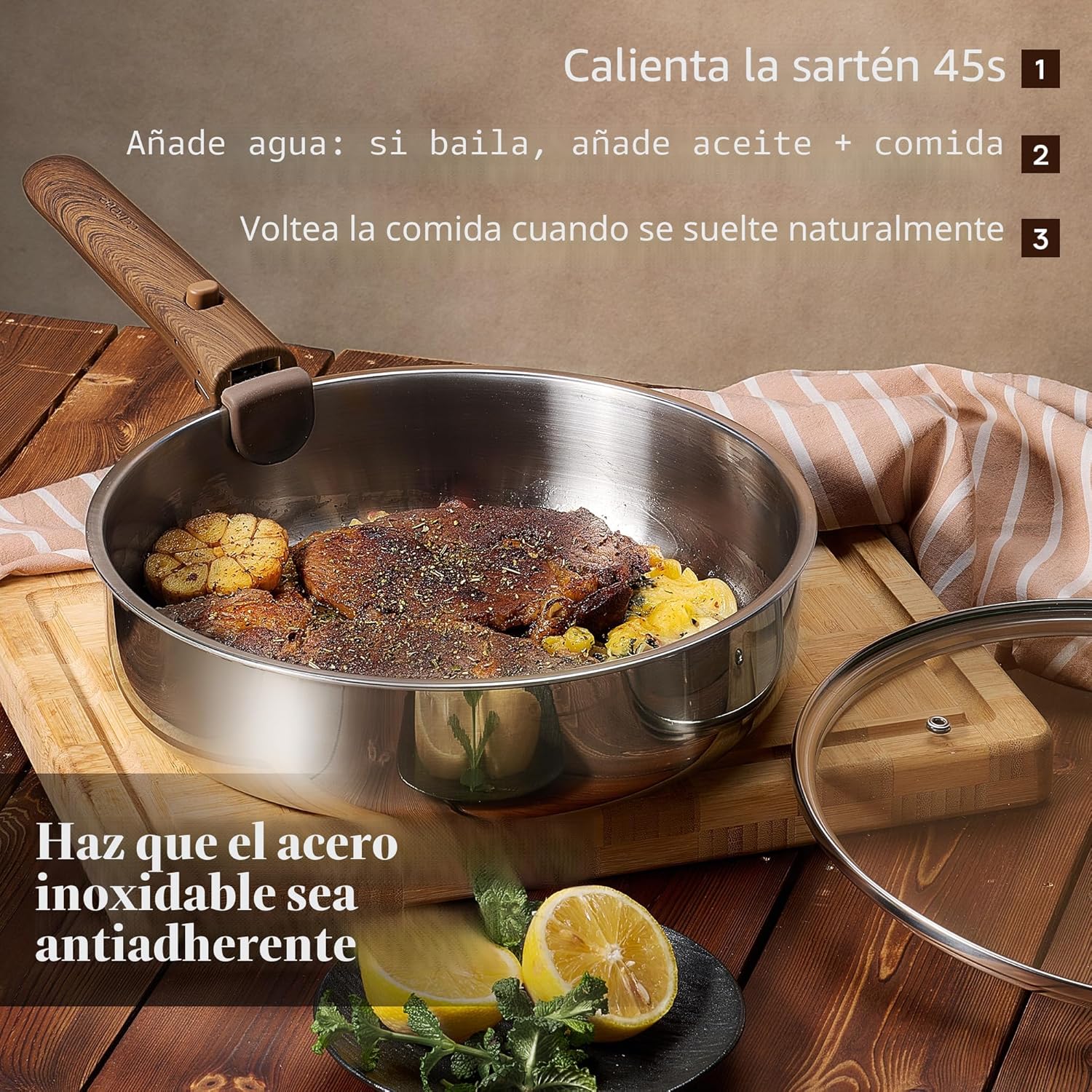 CAROTE Juego de utensilios de cocina de acero inoxidable de 19 piez...