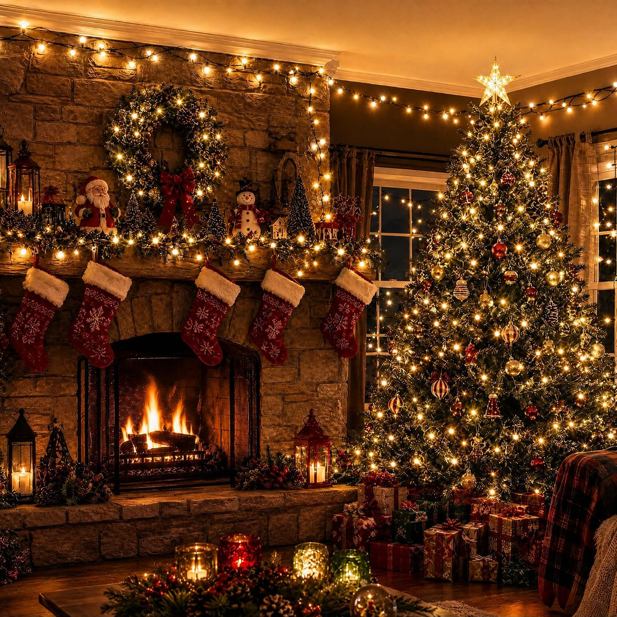 TW SHINE Luces de Navidad de color blanco cálido, total de 400 LED...