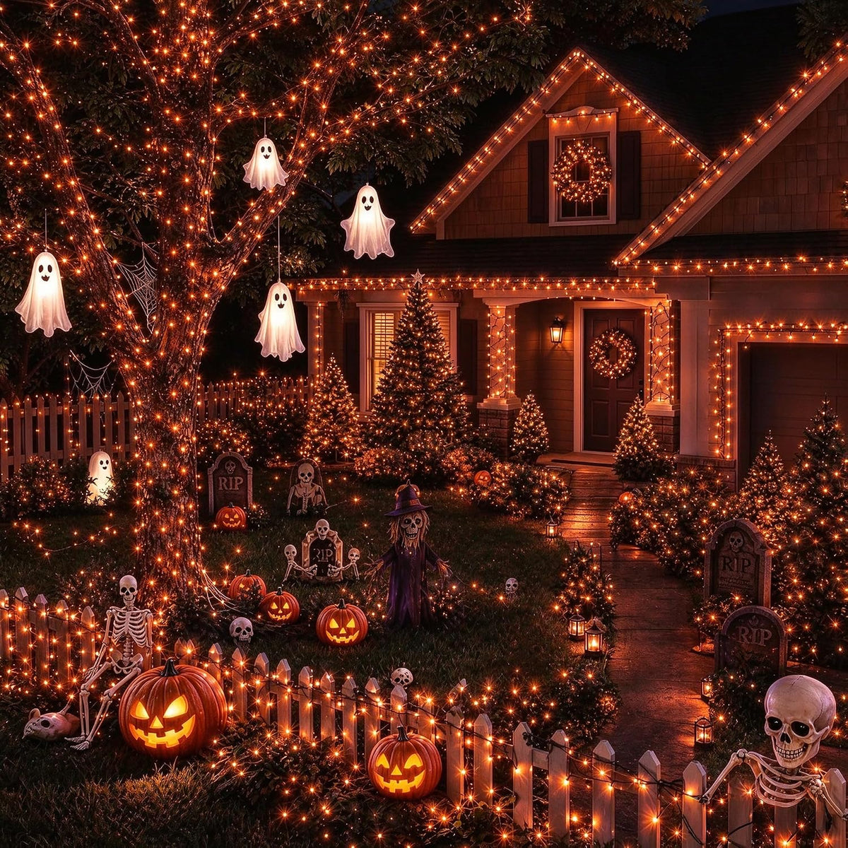 TW SHINE Luces de Halloween, 200 LED de 66 pies, luces de Halloween...