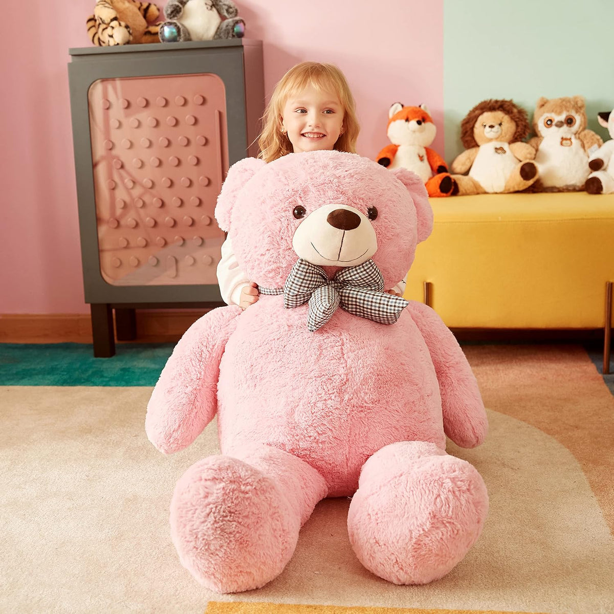 IKASA - Oso de peluche gigante, animales de juguete (Rosa, 47 pulga...