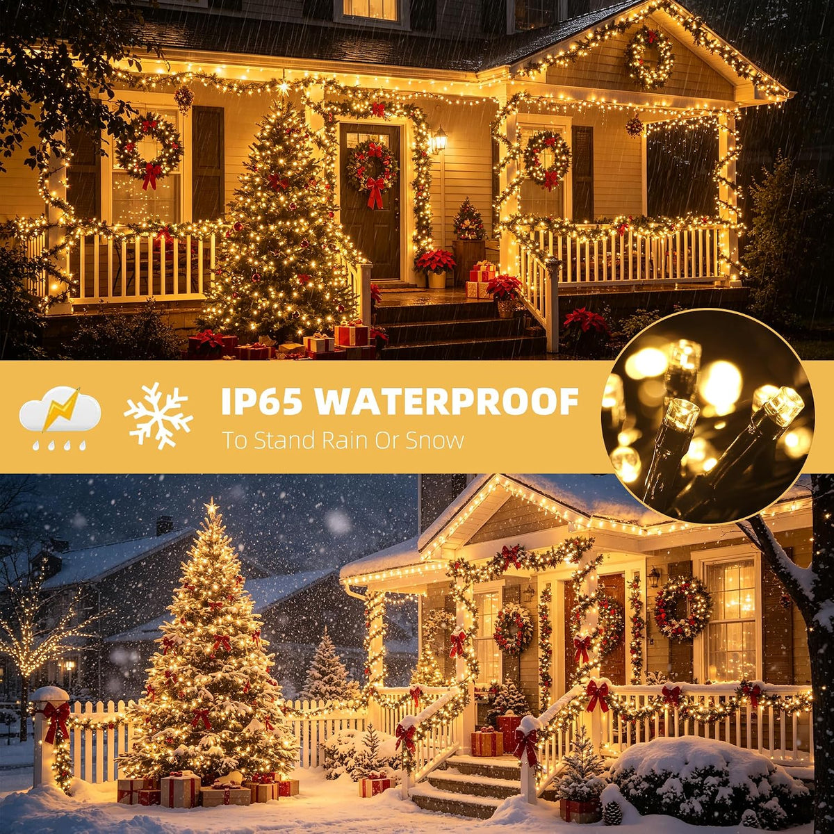 Chuya Luces de Navidad para interiores y exteriores, luces de árbol...