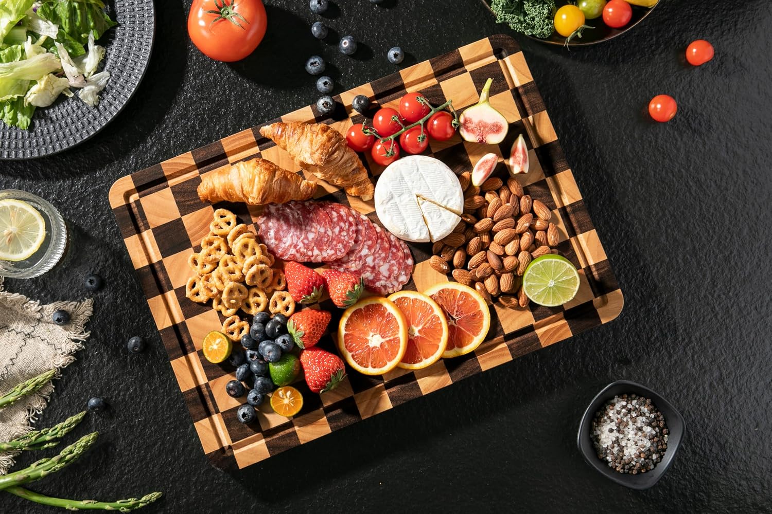THETCHRY Tabla de cortar para cocina, tabla de cortar a cuadros gru...