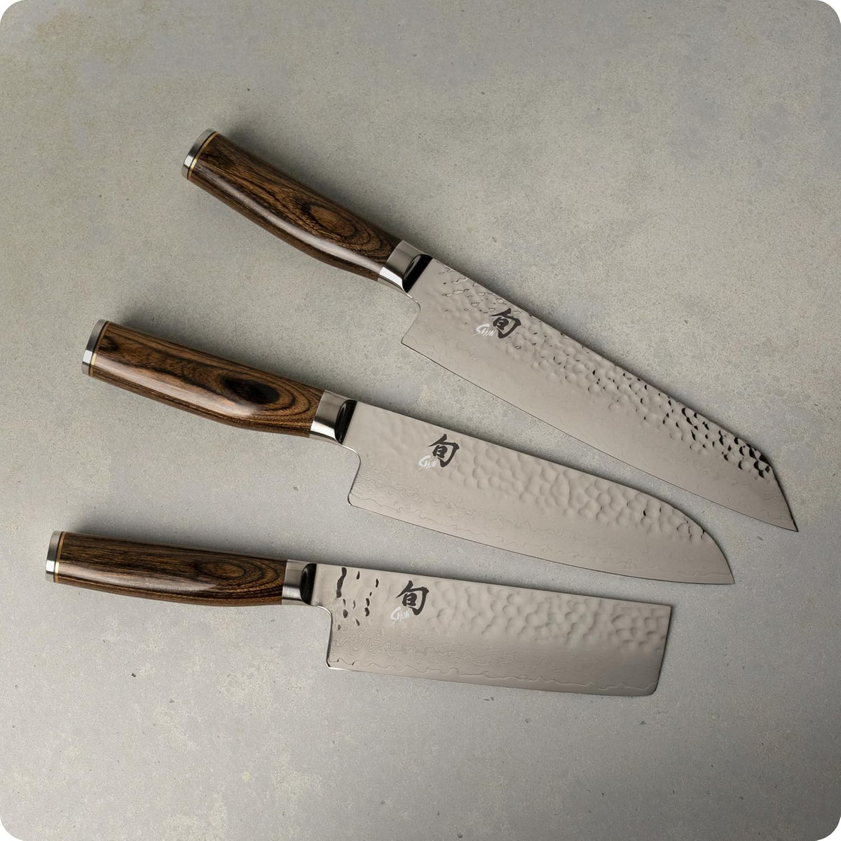 Shun Premier - Juego de cuchillos asiáticos planos de 3 piezas, inc...