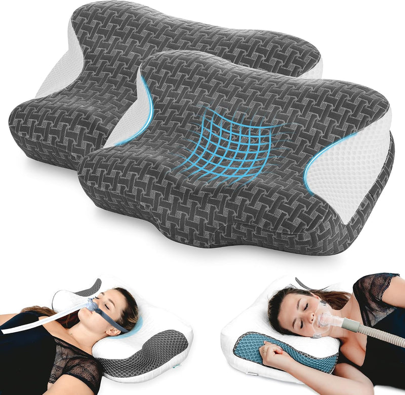 Elviros Paquete de 2 almohadas CPAP para dormir, ergonómicas de alt...