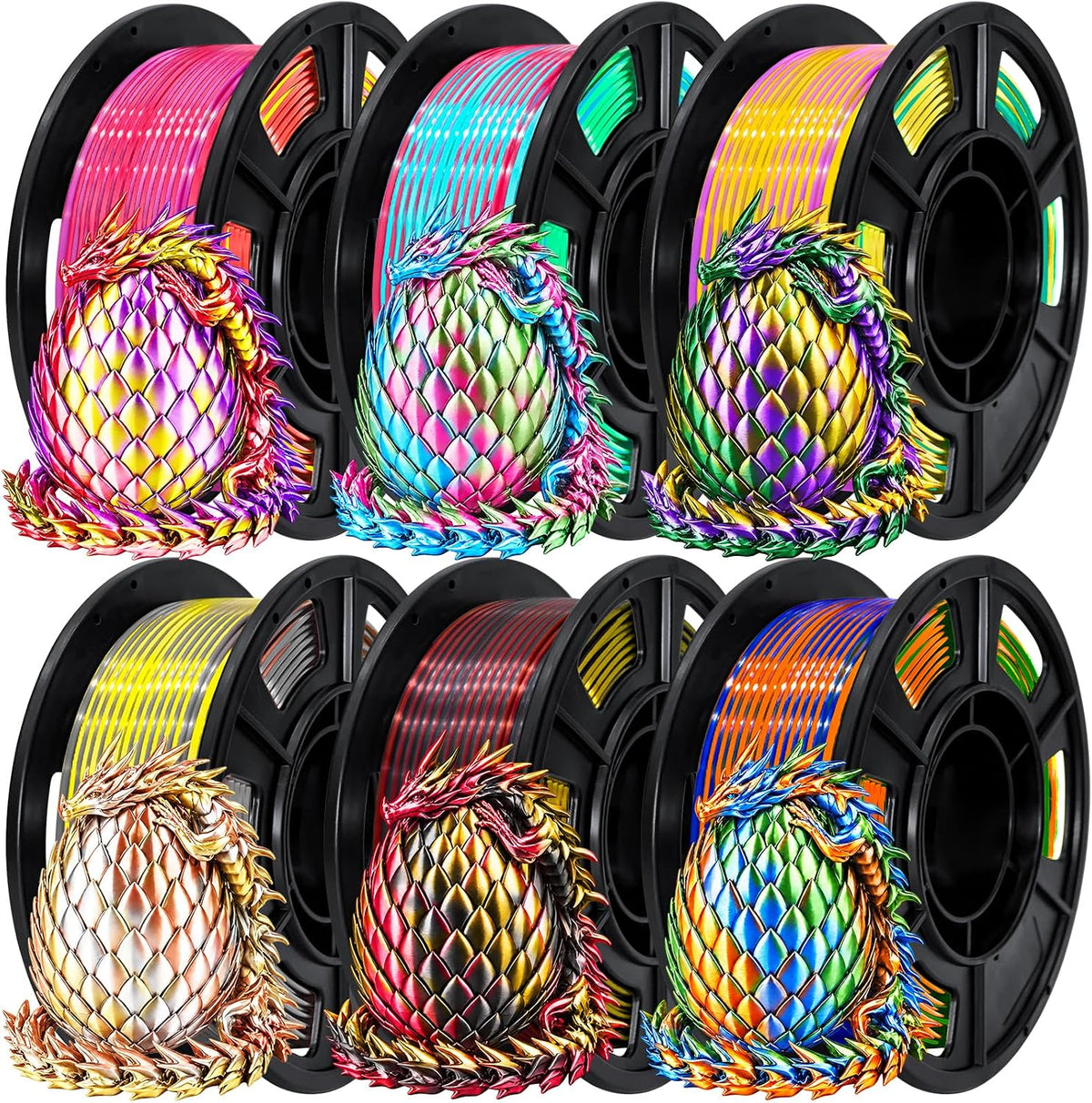 UGUESS Paquete de filamentos 3D de seda PLA+, tricolor brillante |...