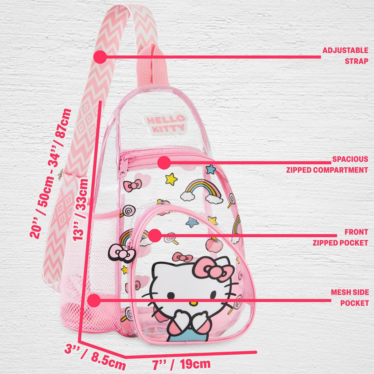 Get Trend Hello Kitty | Kuromi | Cinnamoroll - Bolso cruzado transp...