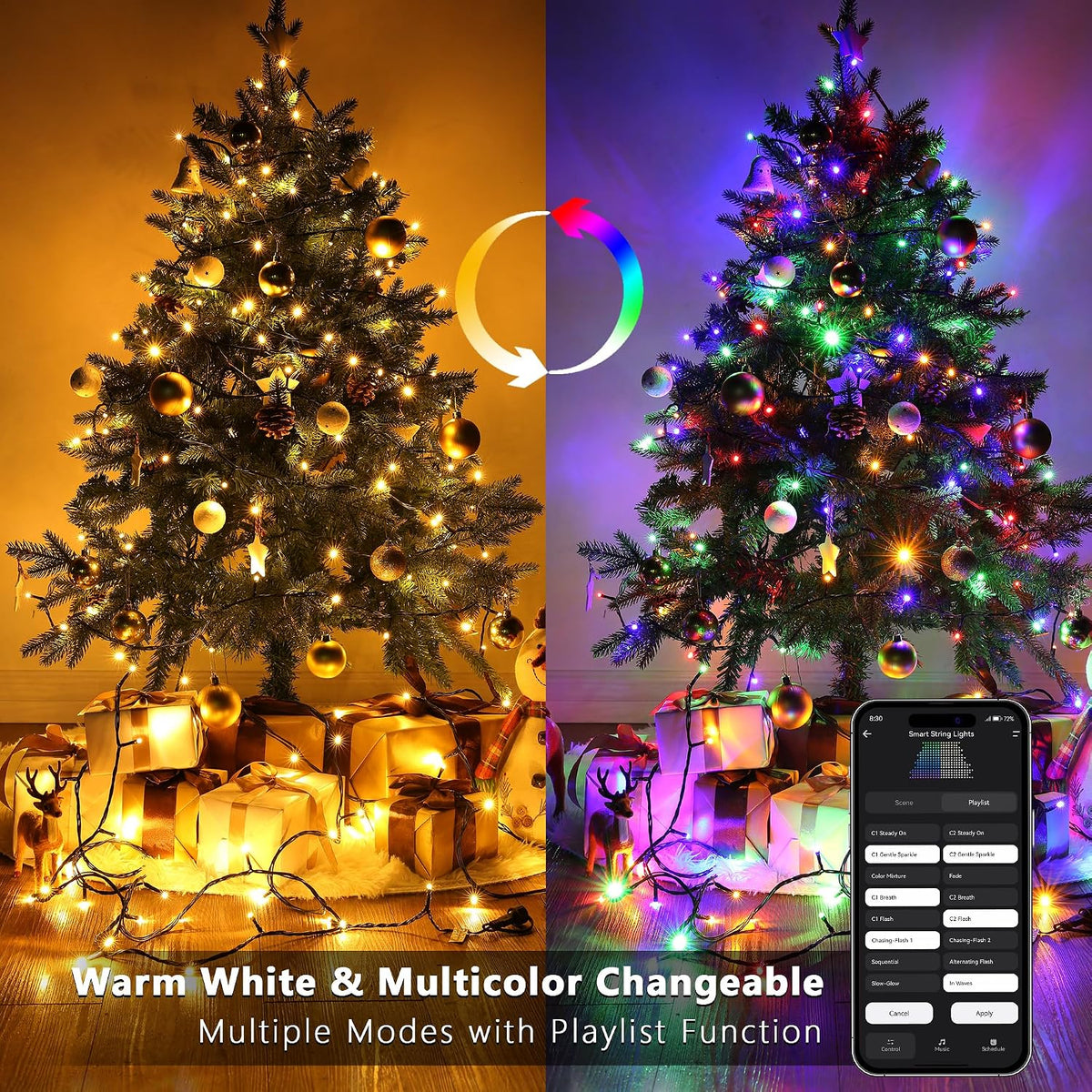 Brizled Luces de Navidad suaves parpadeantes, 200 luces LED intelig...