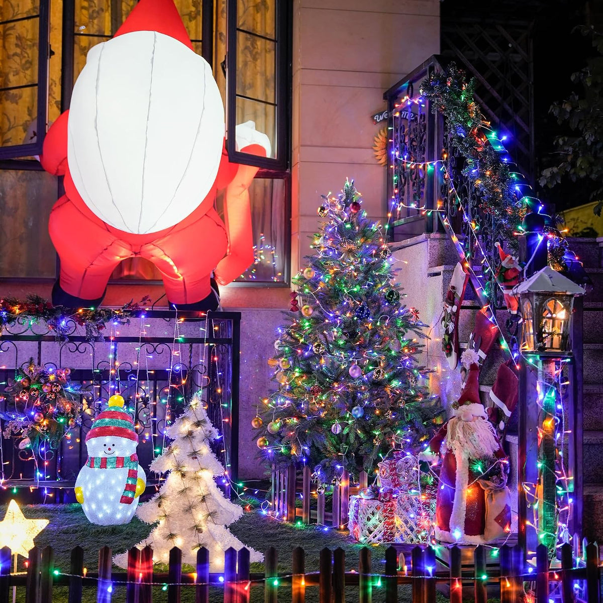 JMEXSUSS 400 luces LED de Navidad de 132 pies para interiores y ext...