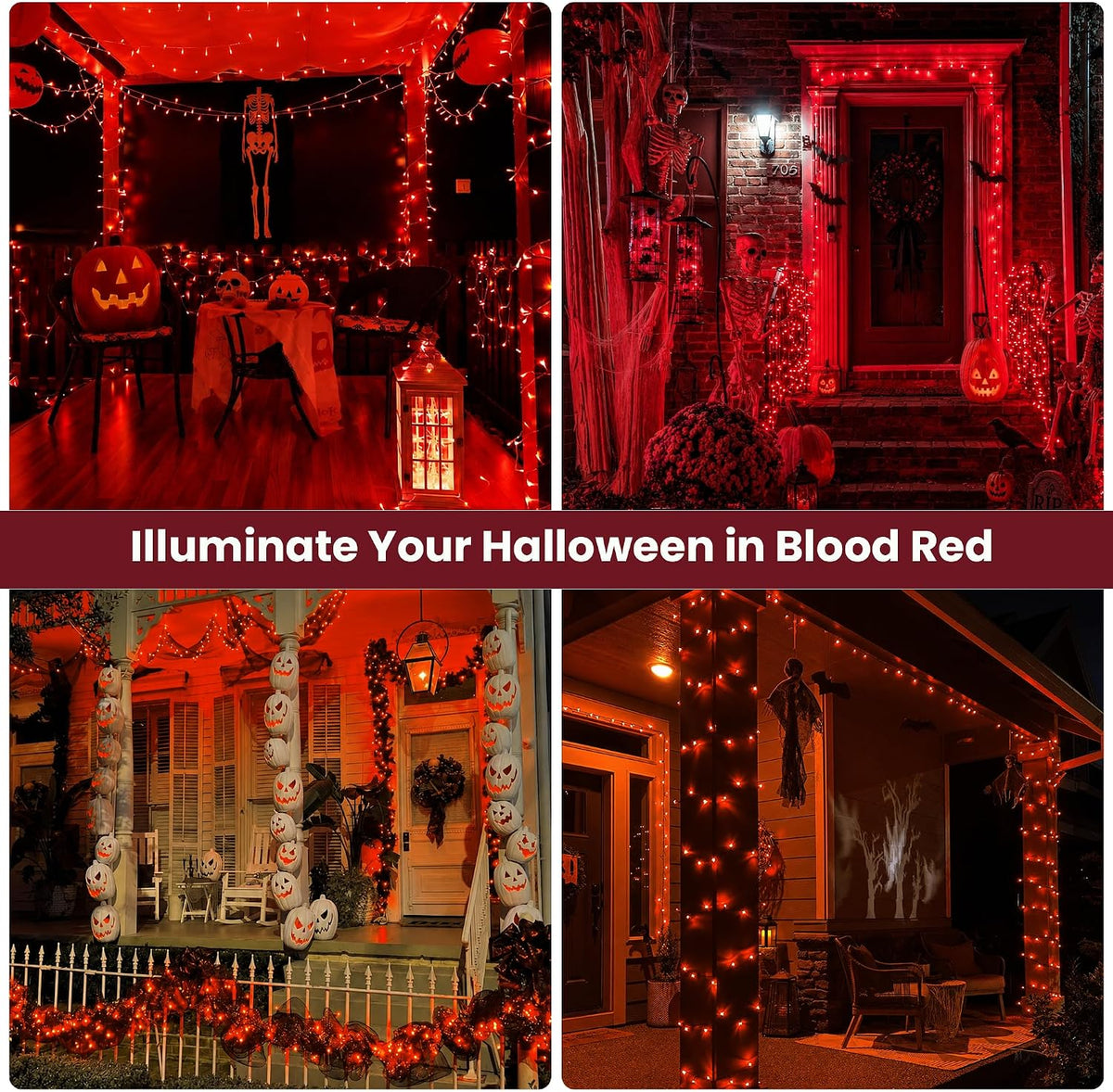 Pellimo 100 luces LED rojas de Navidad, 33 pies enchufables en cade...