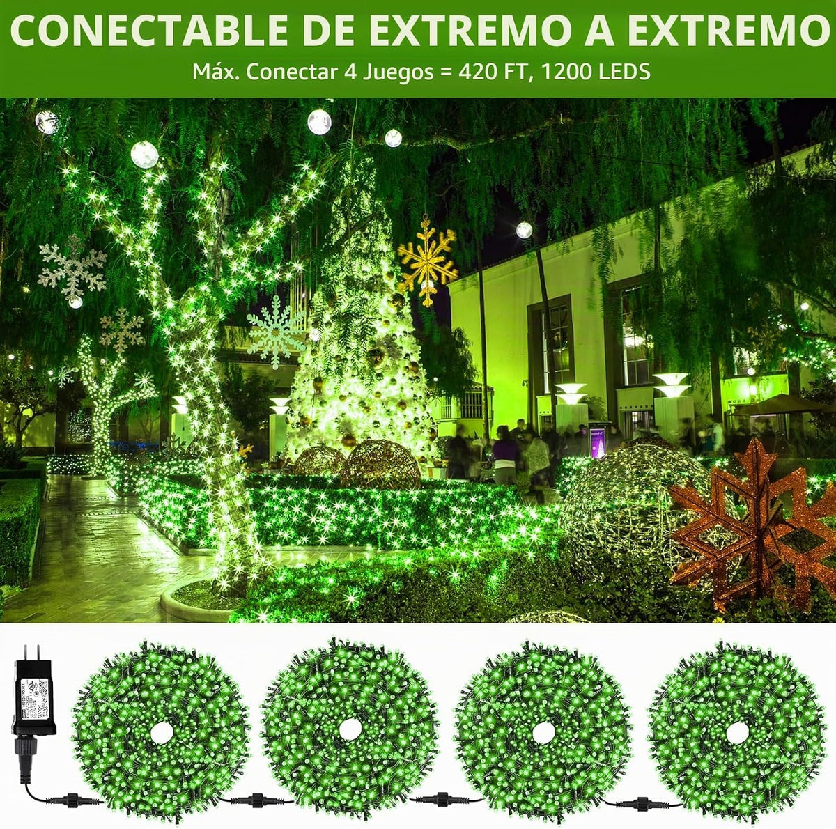 MZD8391 105FT 300LED Luz de Navidad al aire libre interior, Luz del...