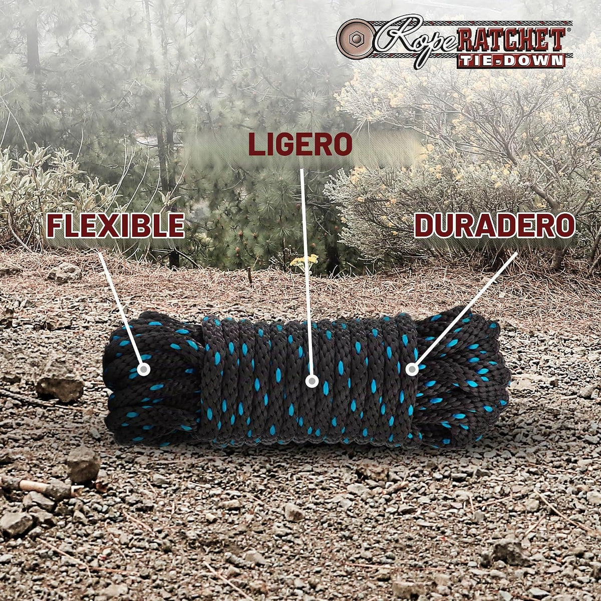 Rope Ratchet Cable utilitario de polipropileno trenzado de 3\/8 pul...