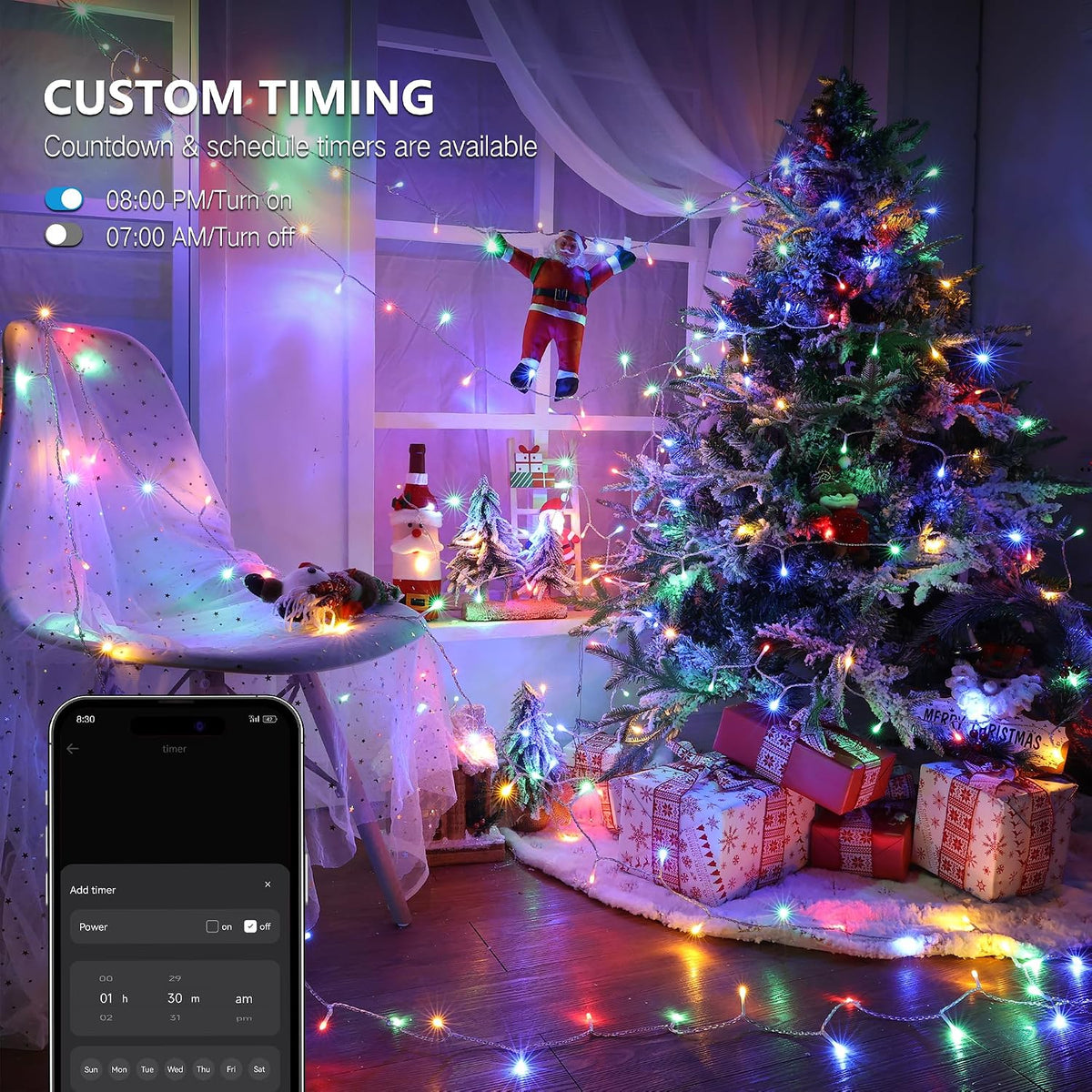 BrizLabs Luces de Cadena Inteligentes de Navidad, 115 pies, 300 LED...