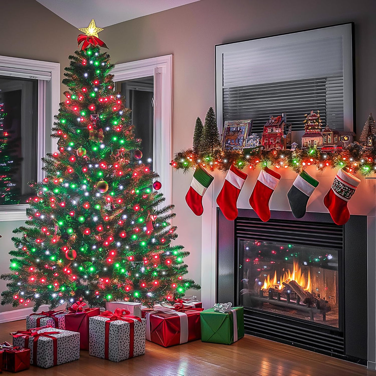JMEXSUSS 200 luces LED de Navidad rojas, blancas y verdes para exte...