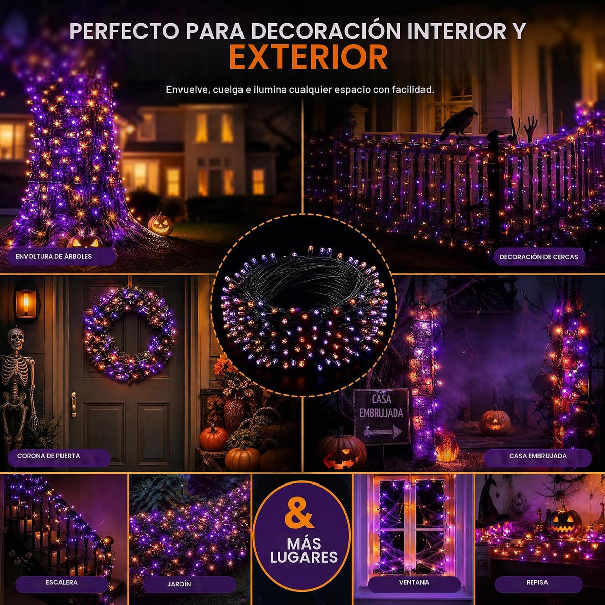 Dazzle Bright - Guirnalda de luces para Halloween, 300 LED, 100 pie...