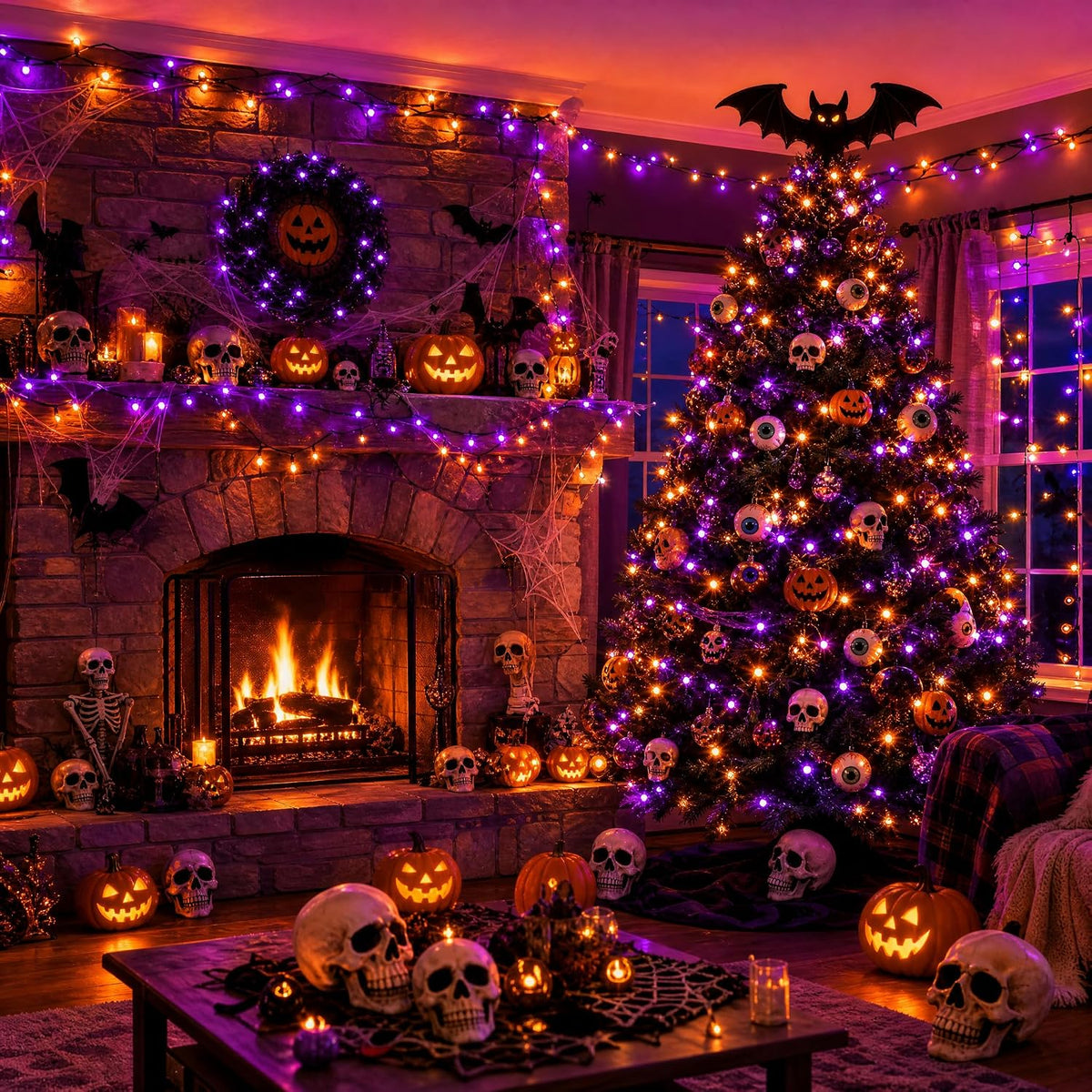 TW SHINE - Luces de Halloween, 200 luces LED de 66 pies para exteri...