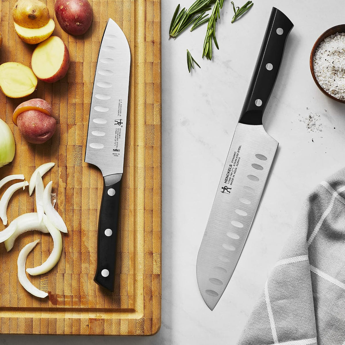 HENCKELS Dynamic Razor-Sharp - Juego de 2 cuchillos Santoku de 5.5...