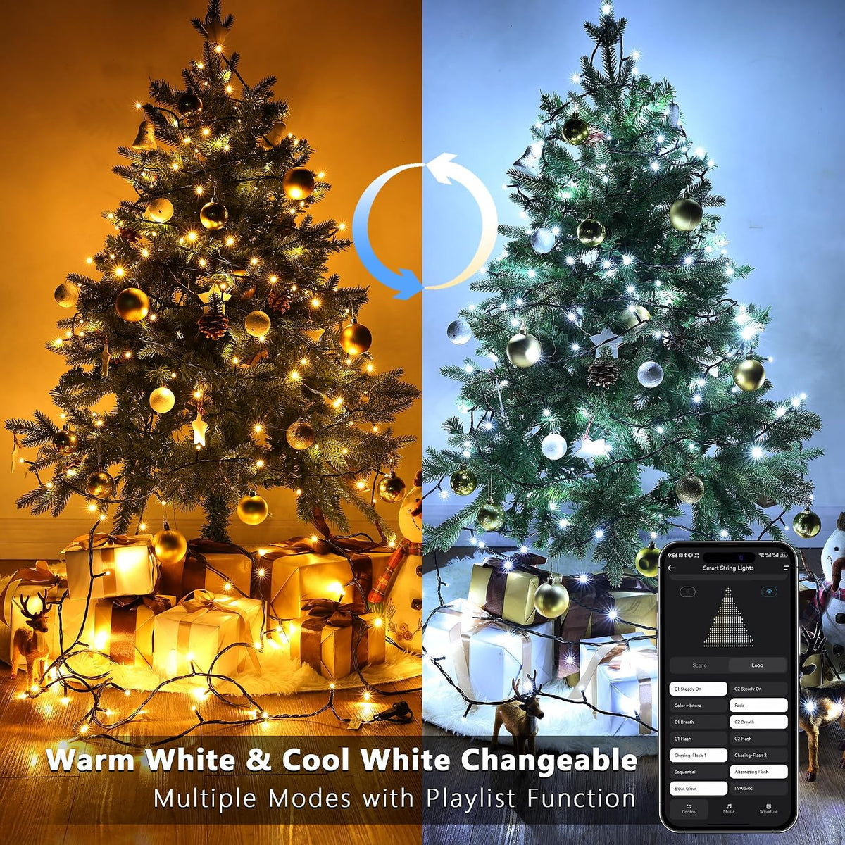 Brizled Guirnalda de luces inteligentes de Navidad, 200 luces LED q...