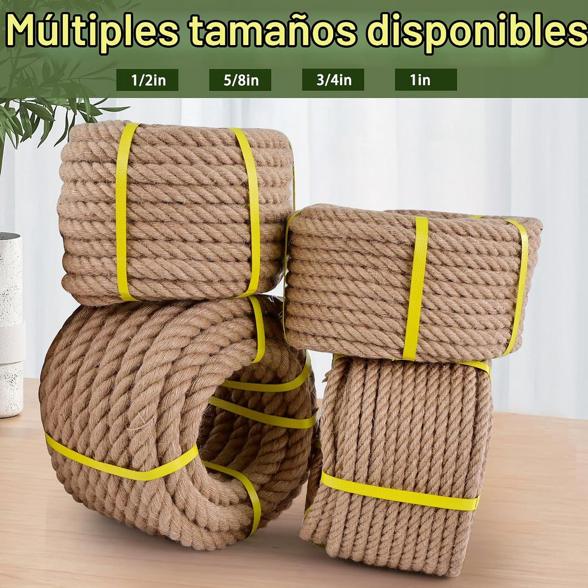 Cuerda de yute de 1\/2 pulgada x 100 pies, cuerda de cáñamo natural...