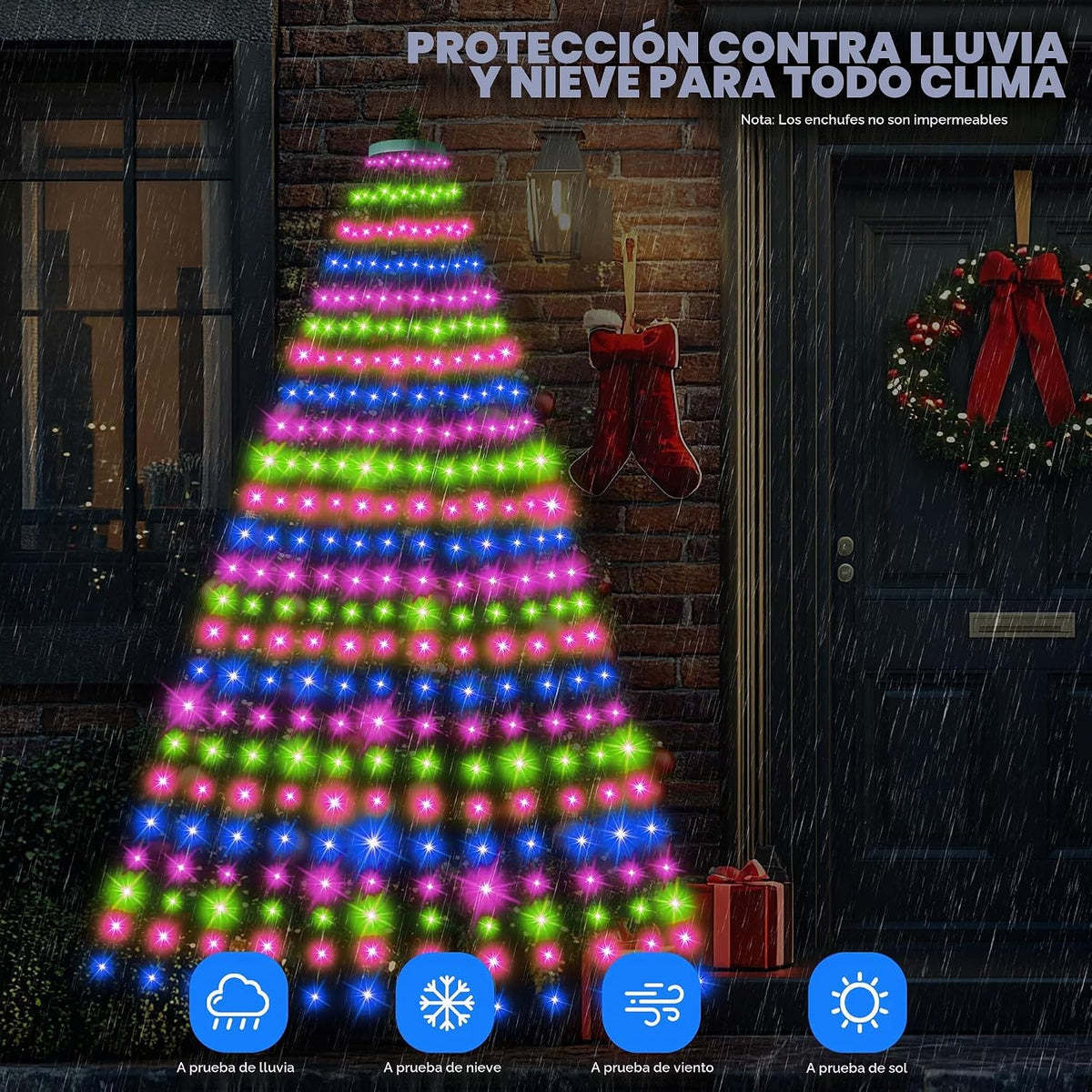 Anillo de 30 modos de luces para árbol de Navidad para interiores y...