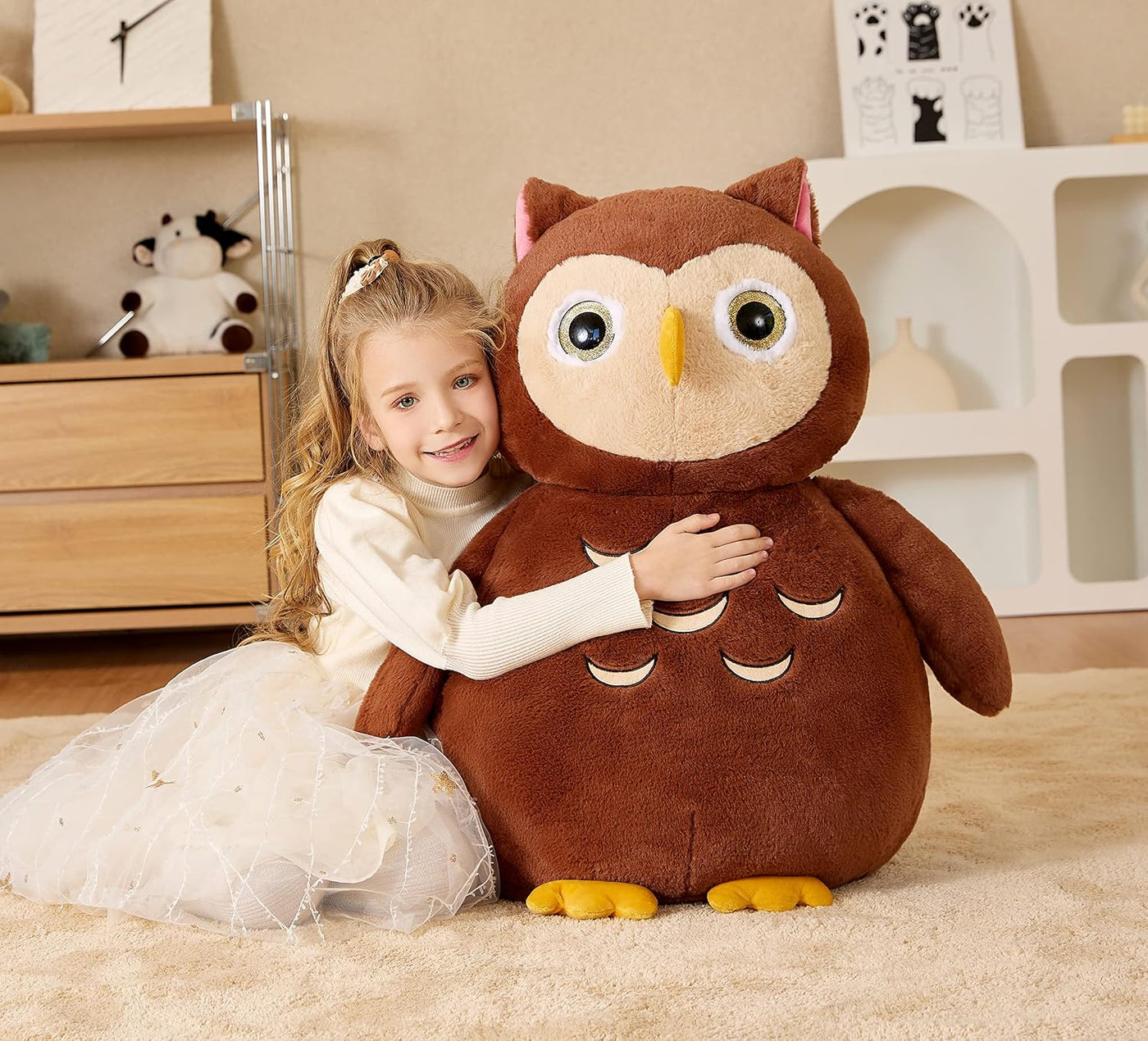 EARTHSOUND Peluche Gigante de Búho de Felpa, 23 Pulgadas de Tamaño...