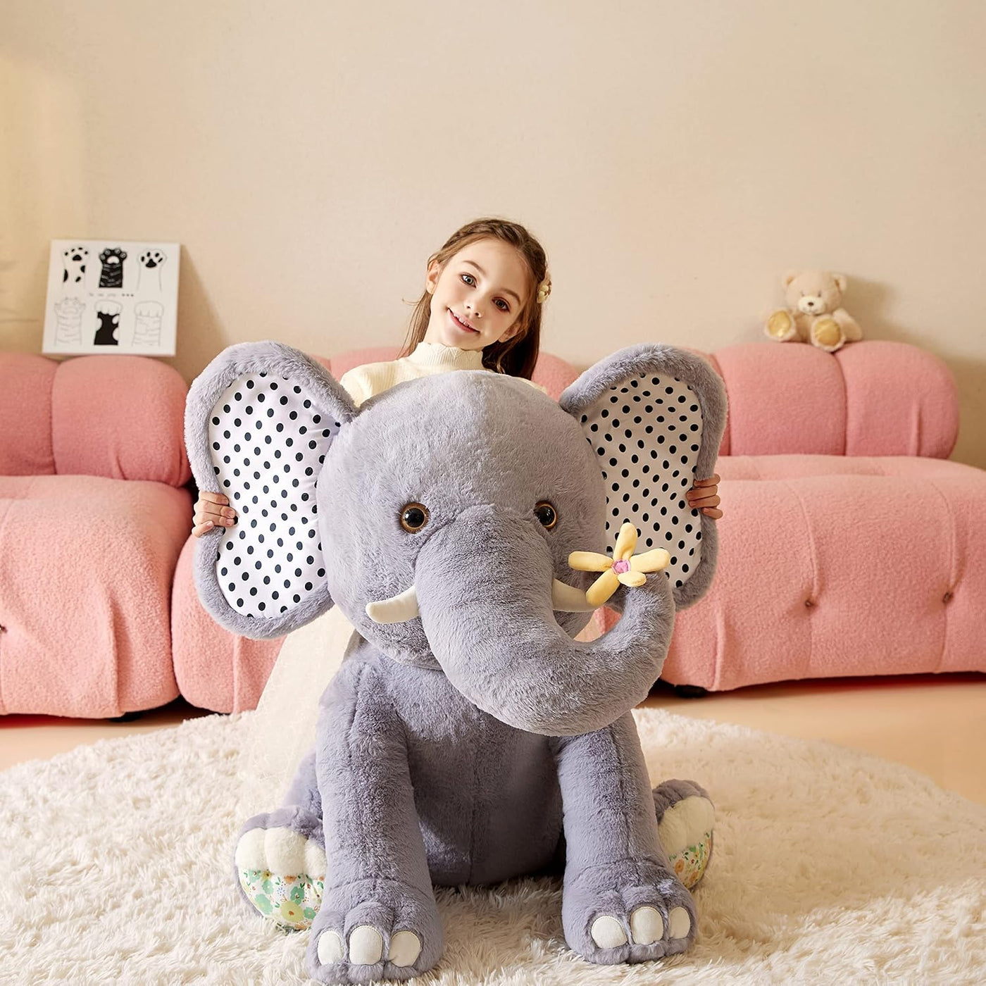 Tumyay Juguete de peluche de elefante gigante, juguete suave, grand...
