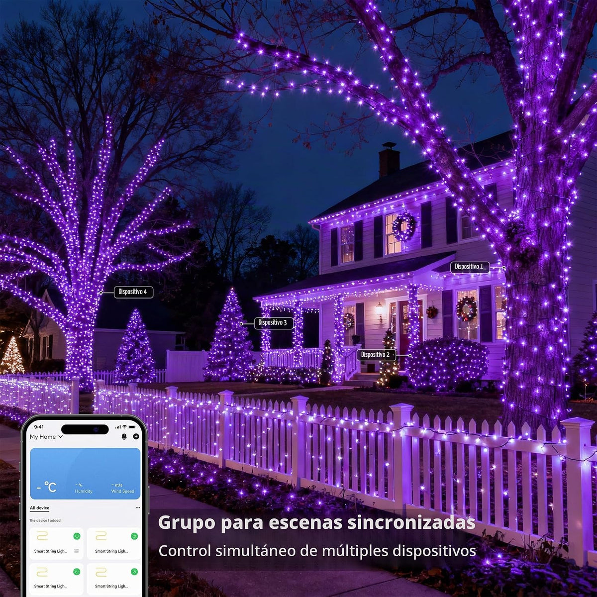 Brizled Luces inteligentes de Halloween, 300 luces LED de 98 pies d...