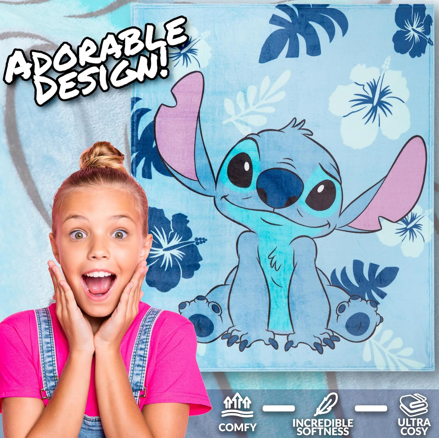 Disney Stitch Manta Decorativa de Forro Polar Suave Accesorios para...