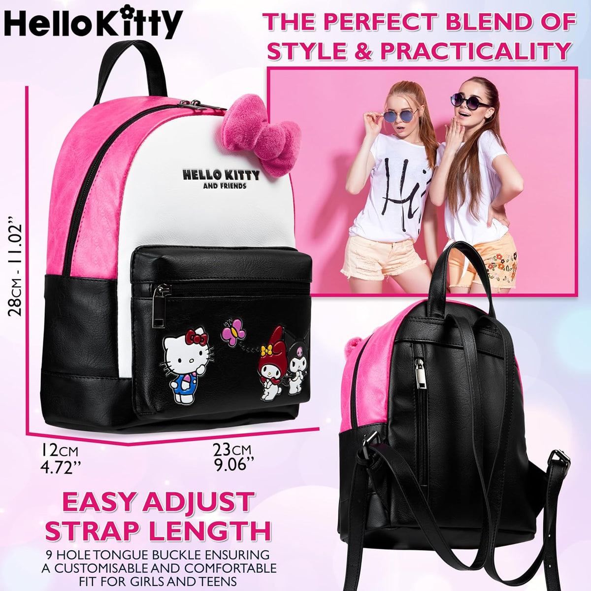 Hello Kitty Sanrio Mochila para Adolescentes Mujeres Kawaii Piel Si...