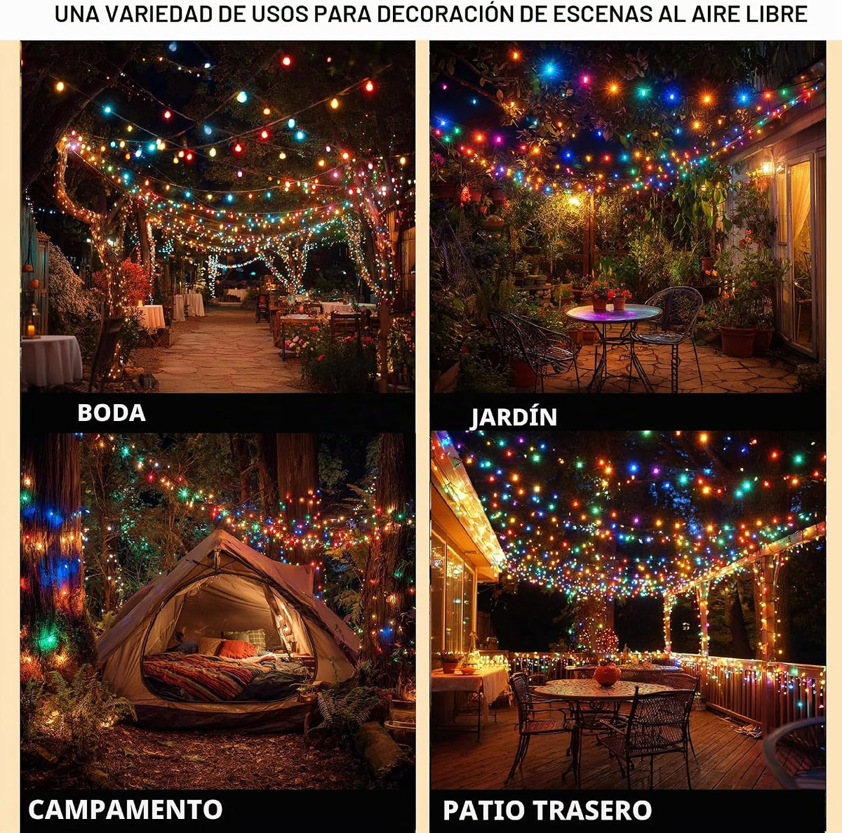 Dazzle Bright Guirnalda de luces de Navidad, 600 luces LED de 196 p...