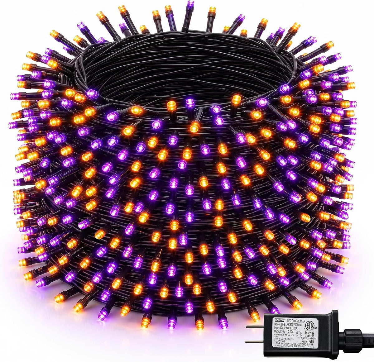 Dazzle Bright Cadena de luces de Halloween, 600 LED de 196 pies, re...