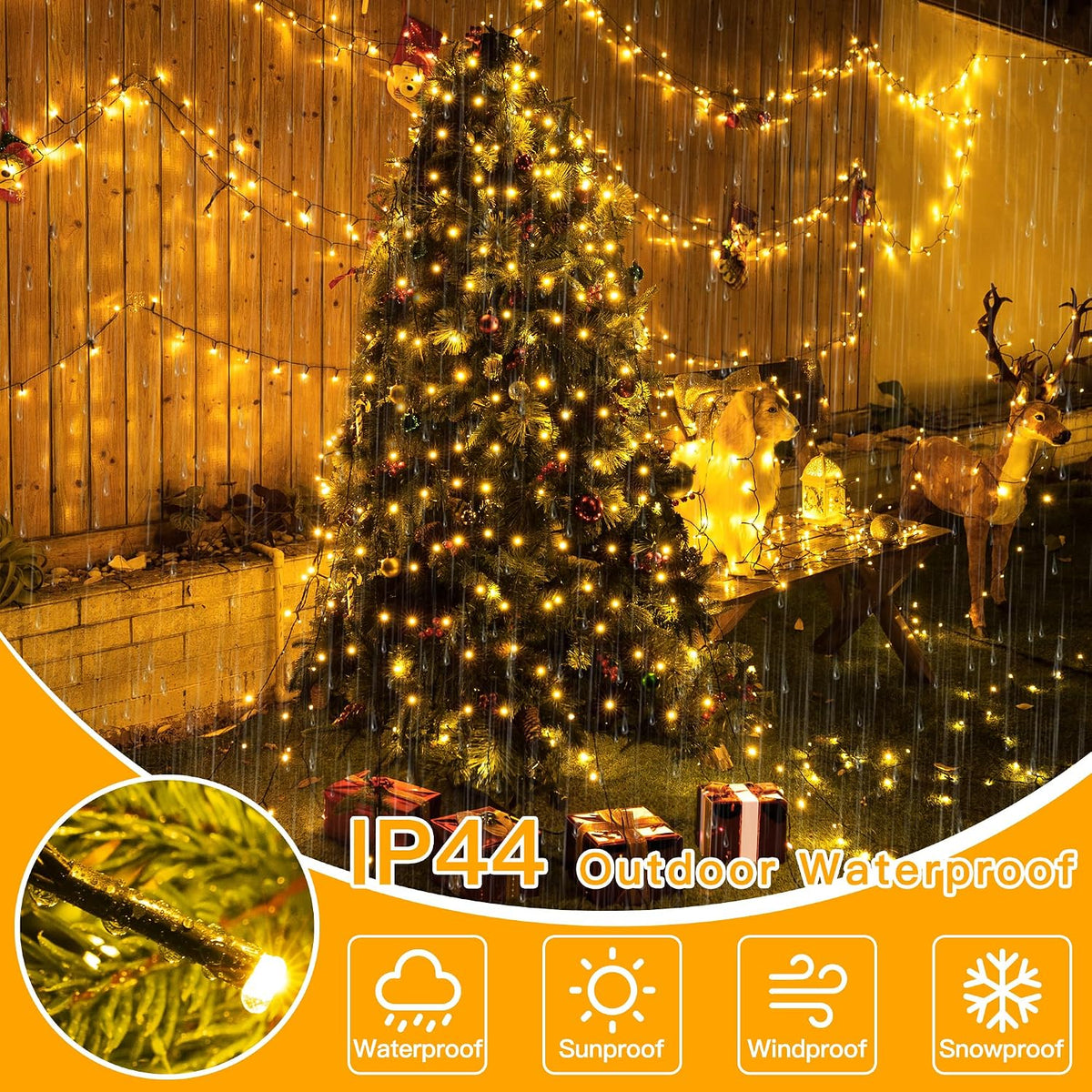 Ollny Luces de árbol de Navidad 400LED 8.2 pies x 16 multicolor y b...