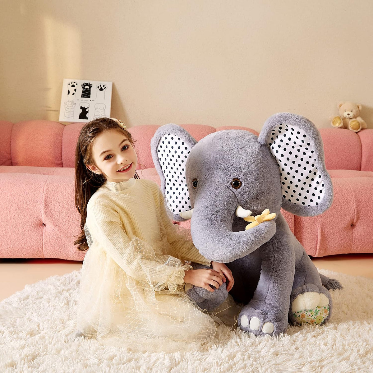 Tumyay Juguete de peluche de elefante gigante, juguete suave, grand...