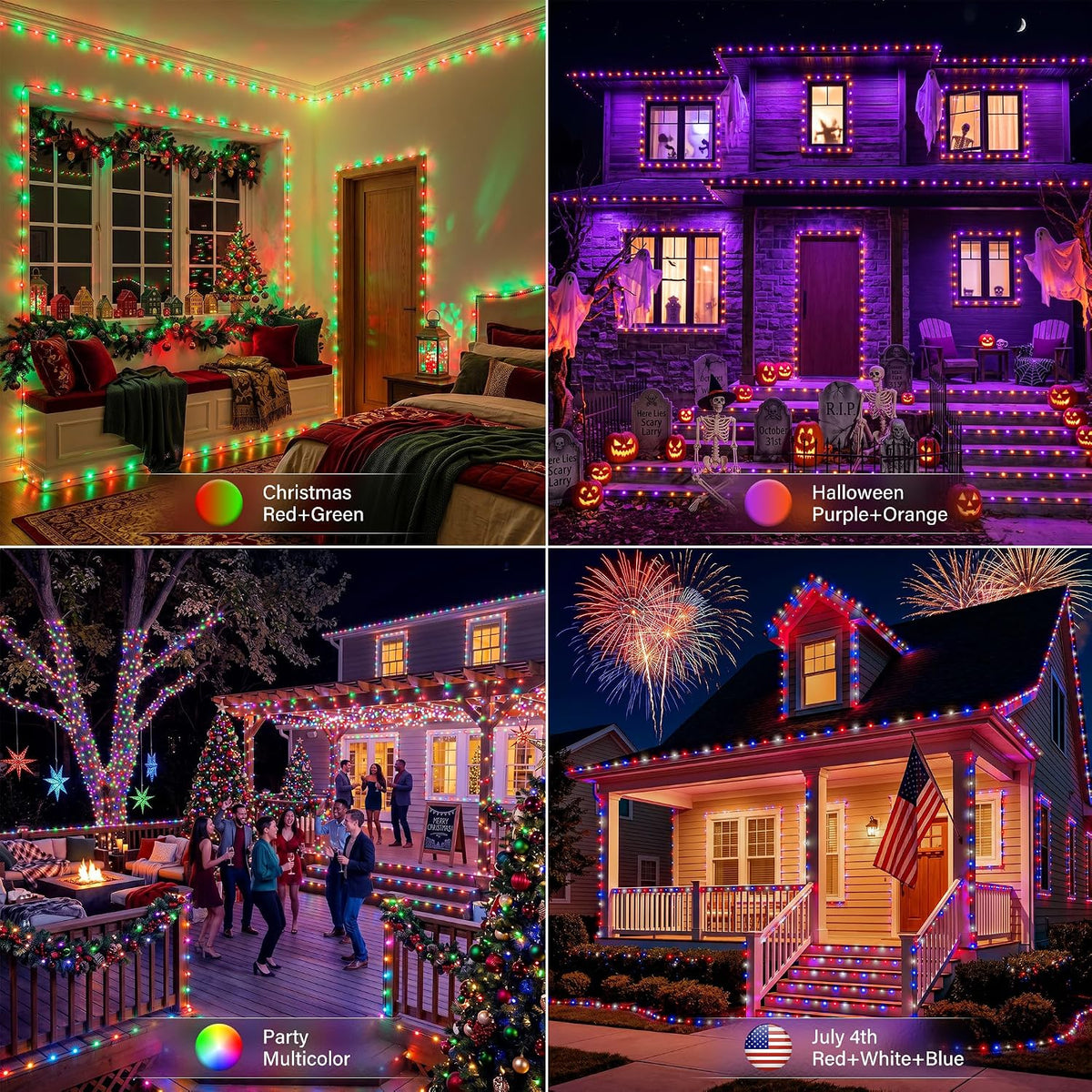 Ollny Luces de Navidad inteligentes, 131 pies 400 LED RGBW que camb...
